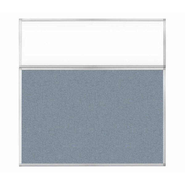 Versare Hush Panel Configurable Cubicle Partition 6' x 6' W/ Window Powder Blue Fabric Clear Window 1852333-2 - main
